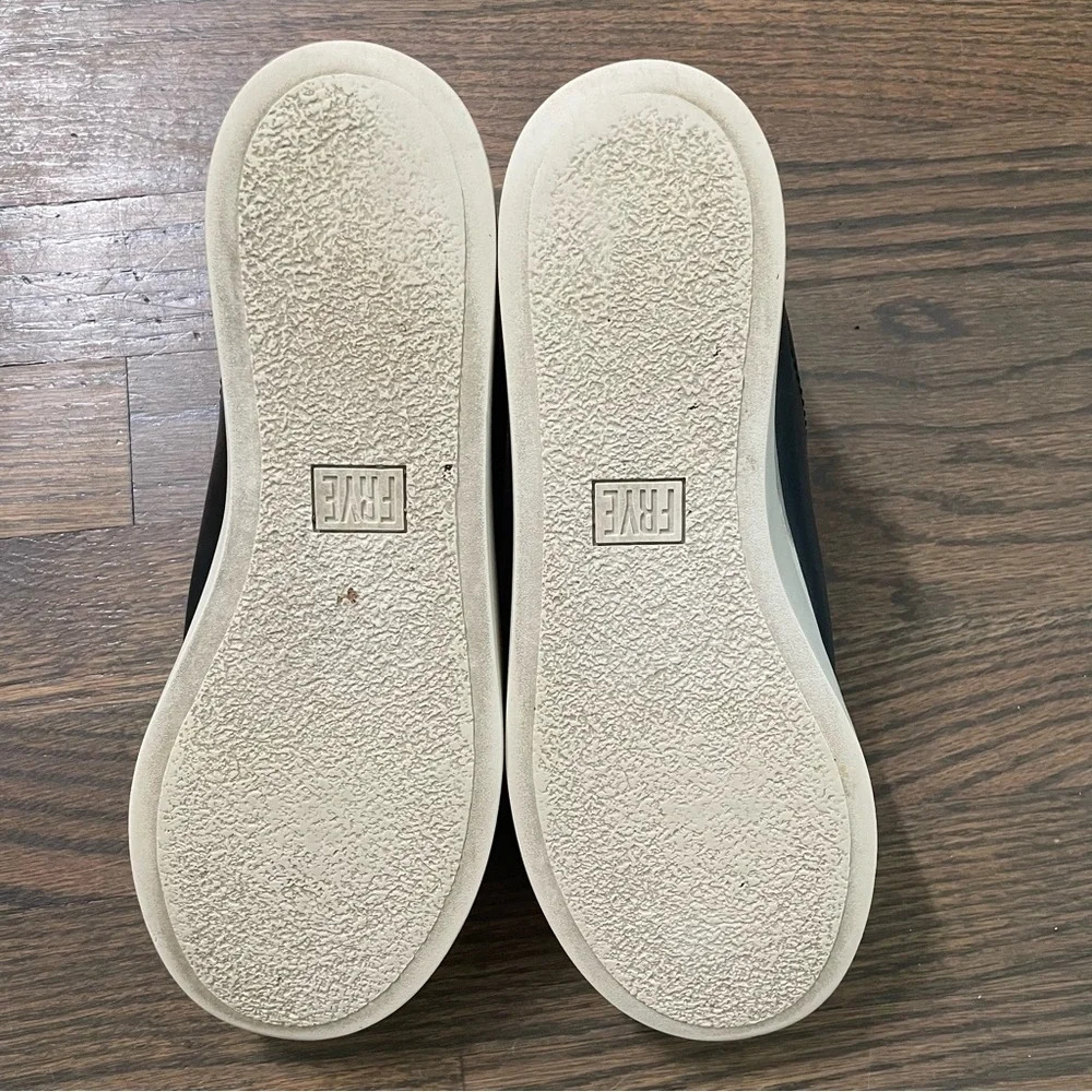 FRYE Lena Zip Up Platform Black Polished Soft Full Grain Leather Sneaker Size 7 - Picture 11 of 12